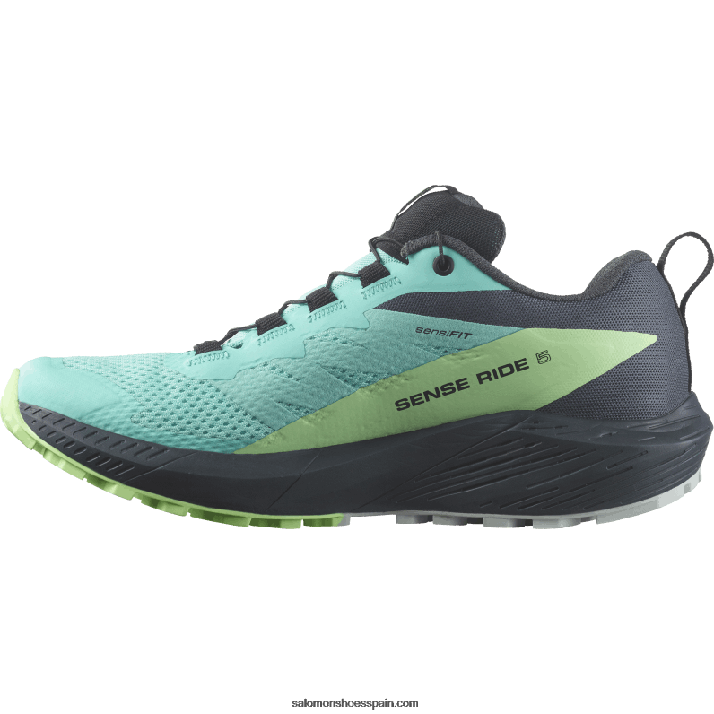 zapatillas de trail running para mujer - sense ride 5 gore-tex Salomon 00B0PZ1528 resplandor azul/ceniza verde/tinta china