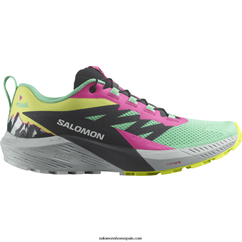 zapatillas de trail running para mujer - sense ride 5 martina ltd Salomon 00B0PZ1502 verde vizcaya/fantasma/rosa glo