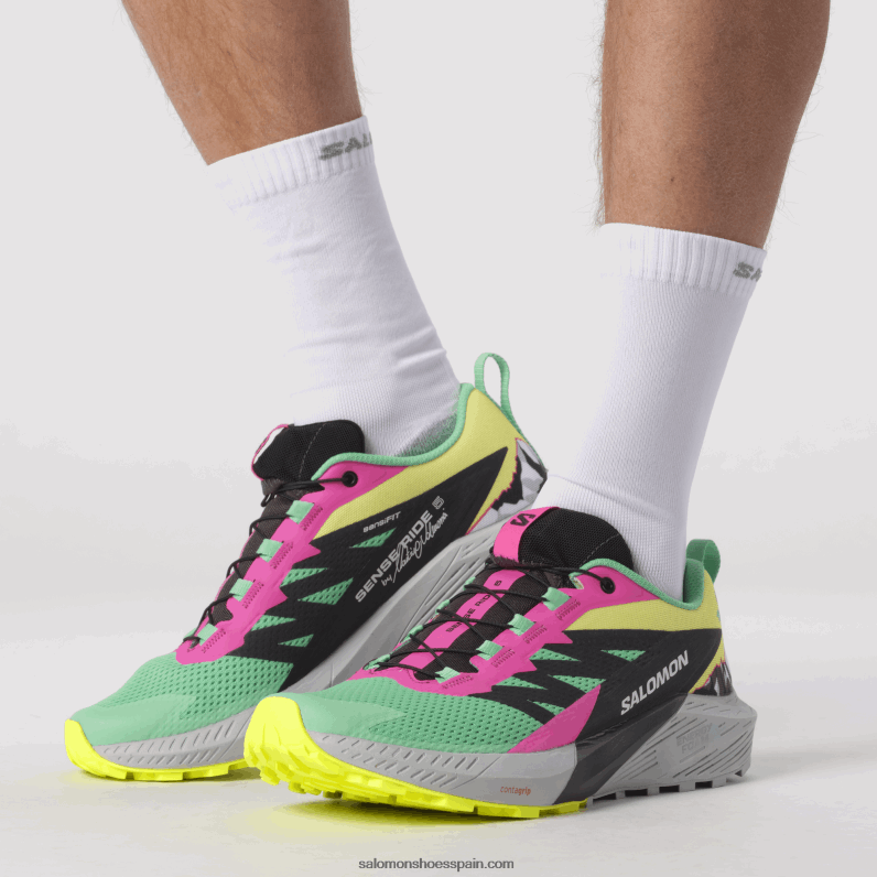 zapatillas de trail running para mujer - sense ride 5 martina ltd Salomon 00B0PZ1502 verde vizcaya/fantasma/rosa glo