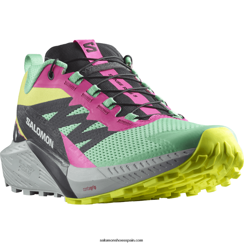 zapatillas de trail running para mujer - sense ride 5 martina ltd Salomon 00B0PZ1502 verde vizcaya/fantasma/rosa glo