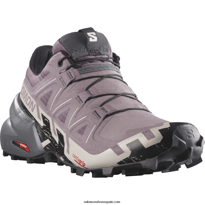 zapatillas de trail running para mujer - speedcross 6 Salomon 00B0PZ1504 paisaje lunar/negro/cenizas de rosas