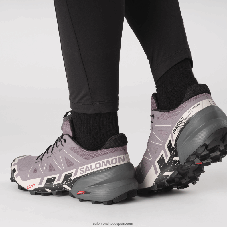 zapatillas de trail running para mujer - speedcross 6 de ancho Salomon 00B0PZ1522 paisaje lunar/negro/cenizas de rosas