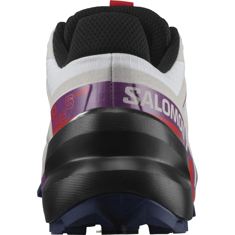 zapatillas de trail running para mujer - speedcross 6 de ancho Salomon 00B0PZ1523 blanco/uva espumoso/rojo fuego