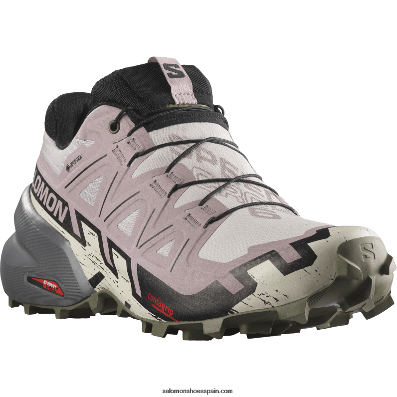 zapatillas de trail running para mujer - speedcross 6 gore-tex Salomon 00B0PZ1515 cenizas de rosas/negro/oliva noche