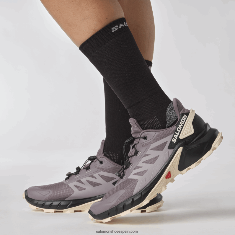 zapatillas de trail running para mujer - supercross 4 Salomon 00B0PZ1545 paisaje lunar/negro/melocotón tierno