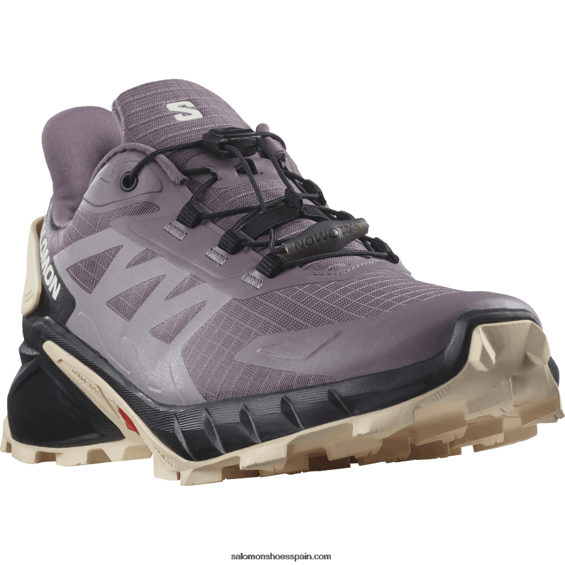 zapatillas de trail running para mujer - supercross 4 Salomon 00B0PZ1545 paisaje lunar/negro/melocotón tierno