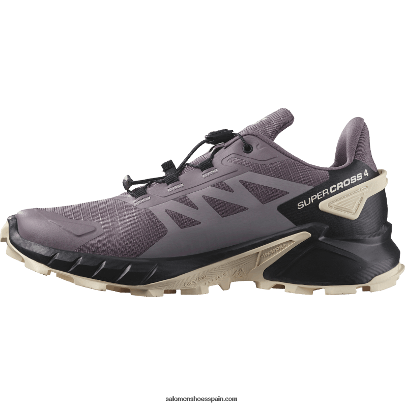 zapatillas de trail running para mujer - supercross 4 Salomon 00B0PZ1545 paisaje lunar/negro/melocotón tierno