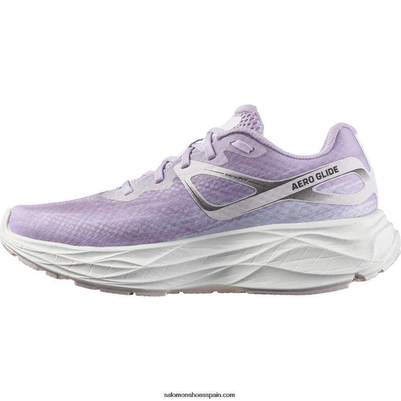 zapatillas de running para mujer - aero glide Salomon 00B0PZ1152 flor de orquídea/rosa cuna/blanco