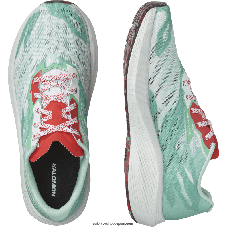 zapatillas de running para mujer - aero volt Salomon 00B0PZ752 yuca/blanco/rojo amapola