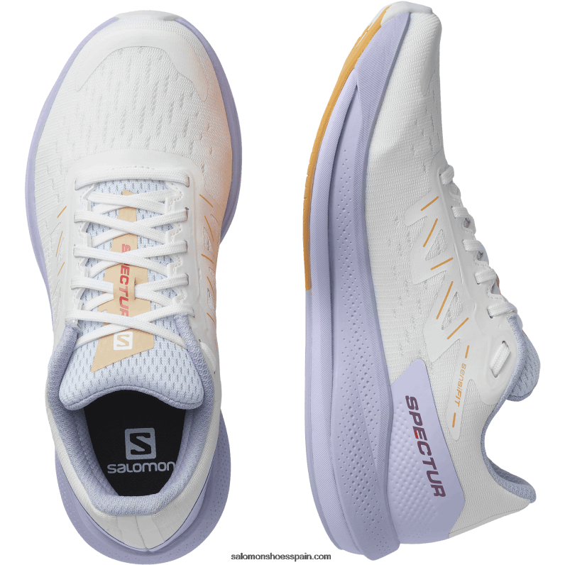 zapatillas de running para mujer - spectur Salomon 00B0PZ747 blanco/púrpura jaspeado/naranja ardiente
