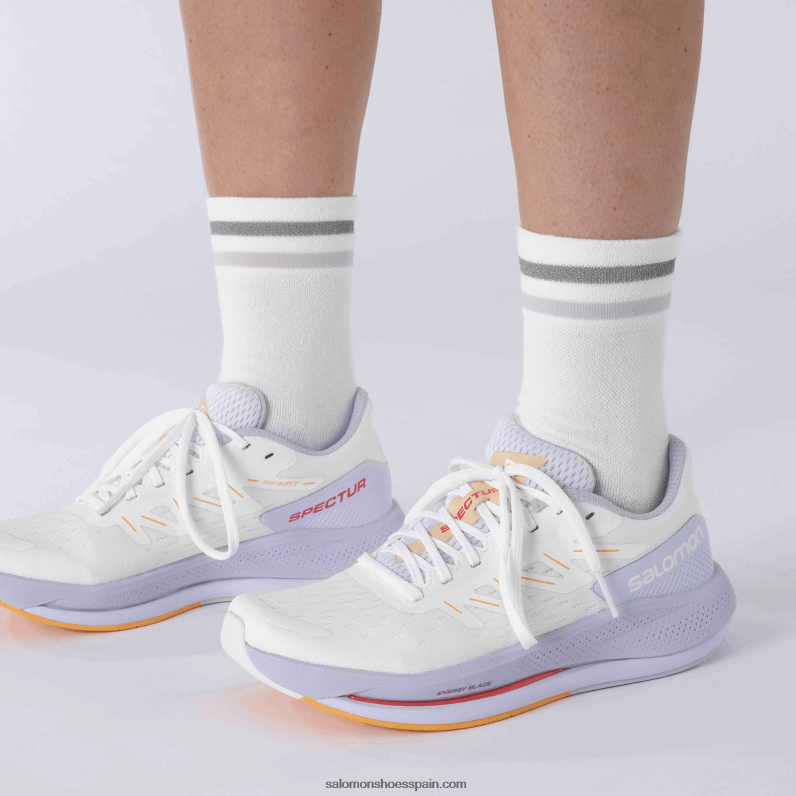 zapatillas de running para mujer - spectur Salomon 00B0PZ747 blanco/púrpura jaspeado/naranja ardiente