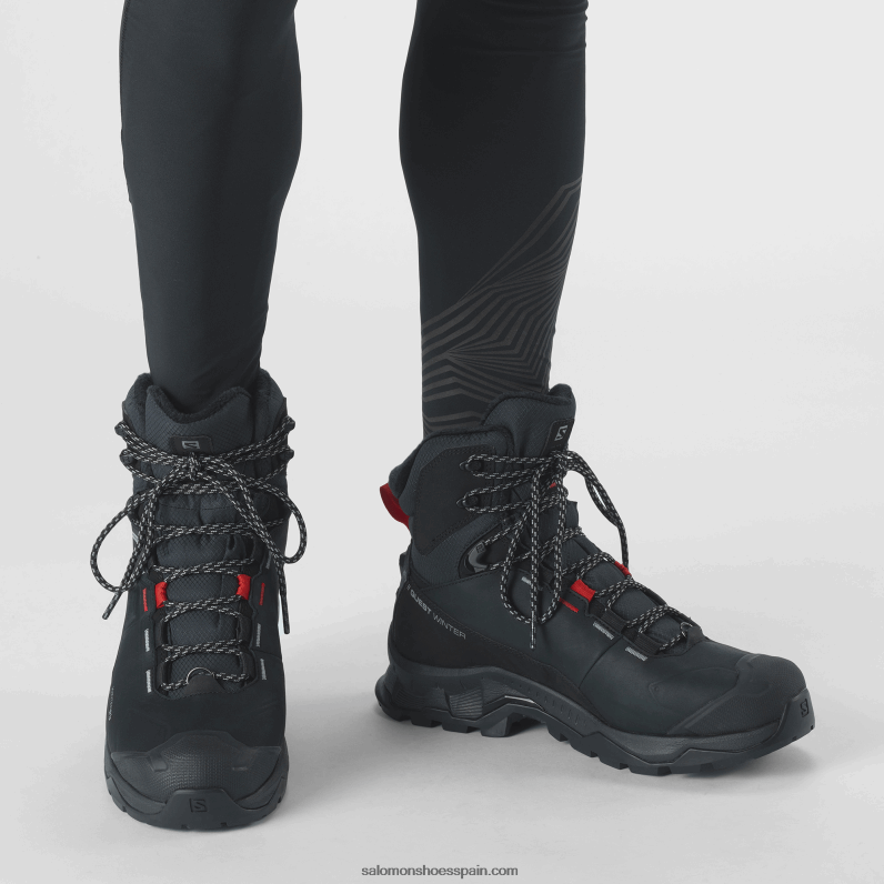 botas de invierno para mujer - quest winter thinsulate clima waterproof Salomon 00B0PZ785 negro/bayas de goji/monumento
