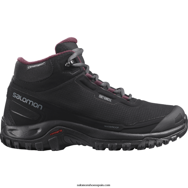 botas de invierno para mujer - refugio clima impermeable Salomon 00B0PZ782 degustación de vino negro/ébano/