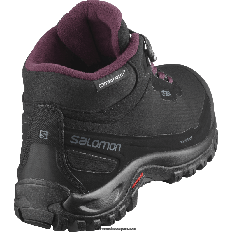 botas de invierno para mujer - refugio clima impermeable Salomon 00B0PZ782 degustación de vino negro/ébano/