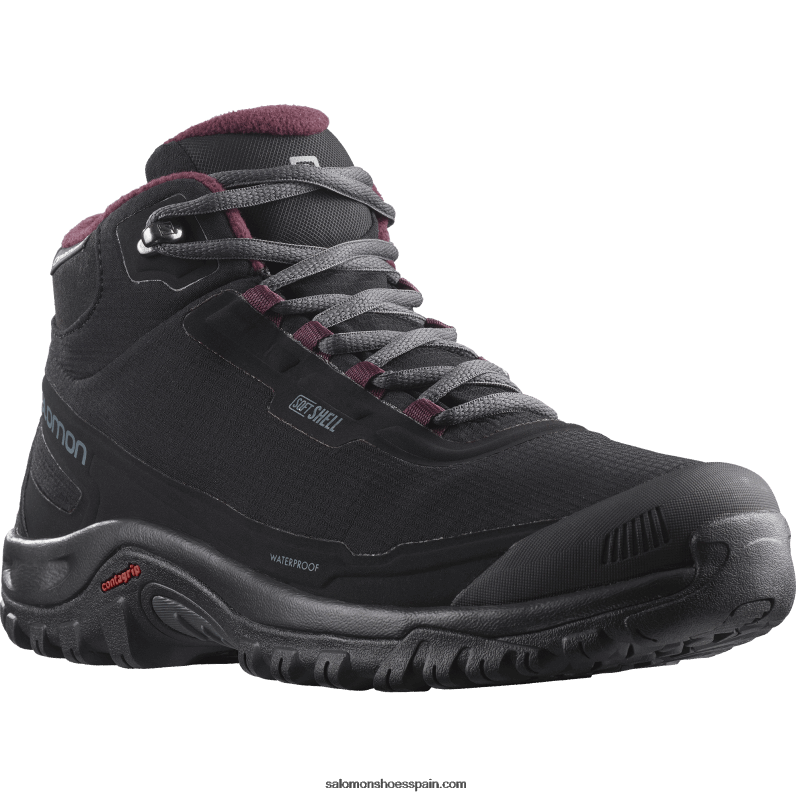 botas de invierno para mujer - refugio clima impermeable Salomon 00B0PZ782 degustación de vino negro/ébano/