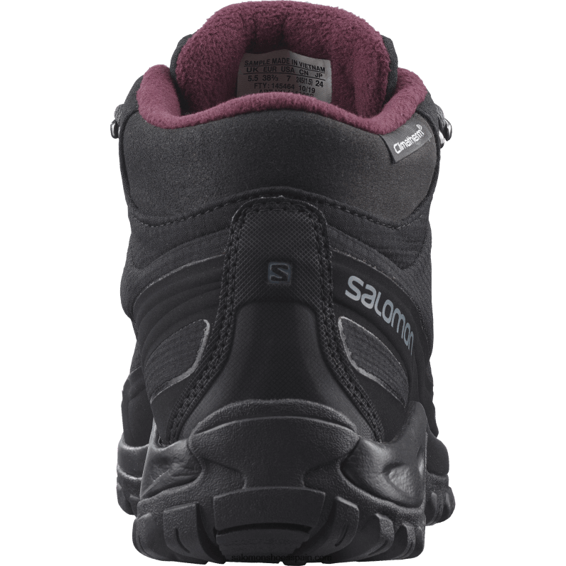 botas de invierno para mujer - refugio clima impermeable Salomon 00B0PZ782 degustación de vino negro/ébano/