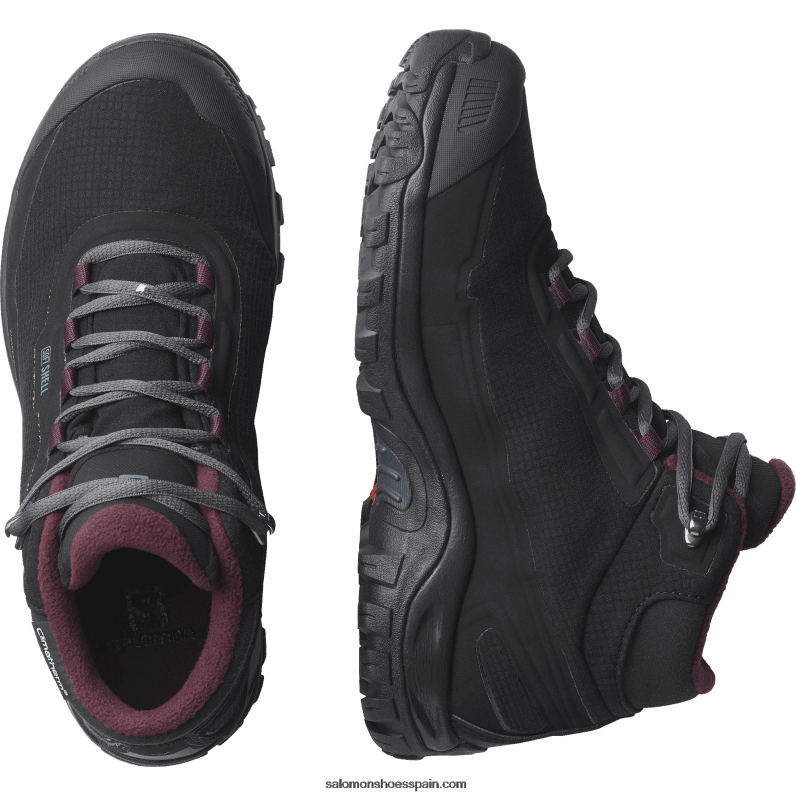 botas de invierno para mujer - refugio clima impermeable Salomon 00B0PZ782 degustación de vino negro/ébano/