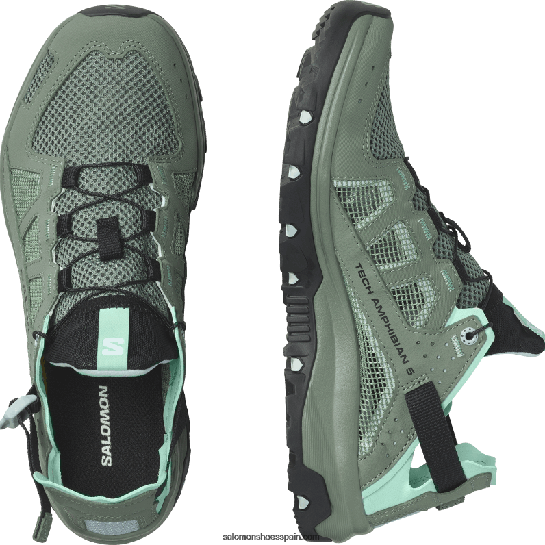 zapatos de agua para mujer - techamphibian 5 Salomon 00B0PZ787 corona de laurel/hielo ártico/azul marino