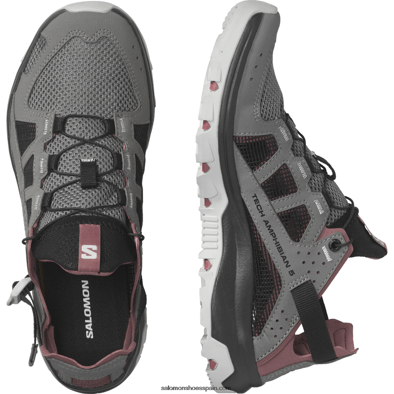 zapatos de agua para mujer - techamphibian 5 Salomon 00B0PZ788 peltre/negro/jengibre silvestre