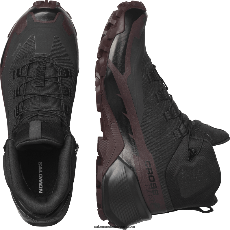 Botas de senderismo para mujer - Cross Hike 2 Mid Gore-Tex Salomon 00B0PZ735 ciruela negra/chocolate