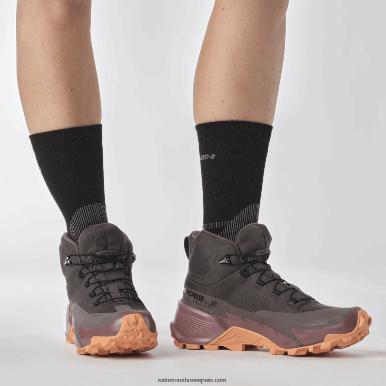 Botas de senderismo para mujer - Cross Hike 2 Mid Gore-Tex Salomon 00B0PZ737 esquisto/jengibre silvestre/coral dorado
