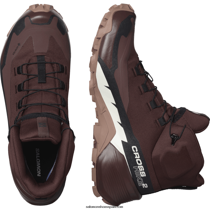 Botas de senderismo para mujer - Cross Hike 2 Mid Gore-Tex Salomon 00B0PZ738 chocolate amargo/mousse de moca/helado de vainilla