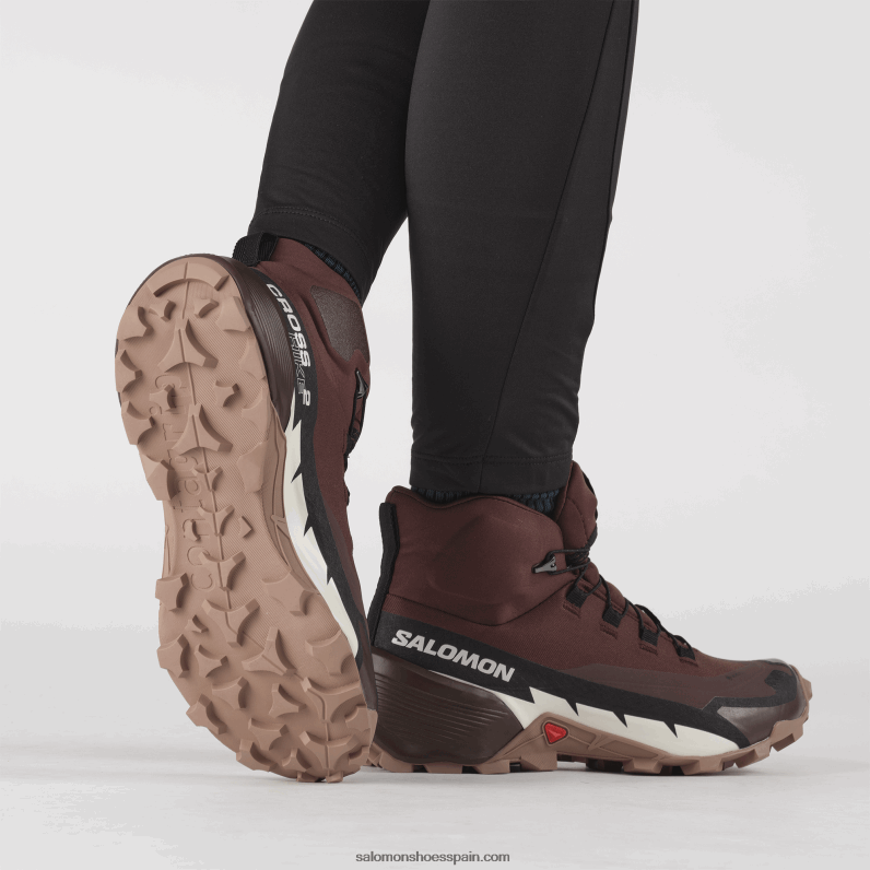 Botas de senderismo para mujer - Cross Hike 2 Mid Gore-Tex Salomon 00B0PZ738 chocolate amargo/mousse de moca/helado de vainilla