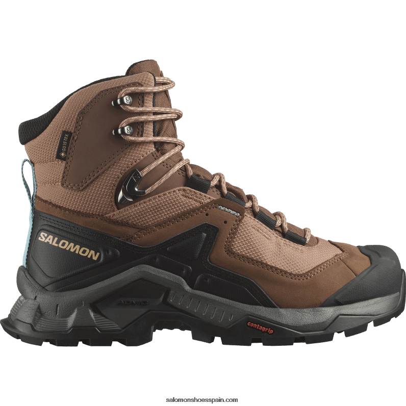 botas de montaña de cuero para mujer - elemento de búsqueda gore-tex Salomon 00B0PZ1135 mousse moka/peltre/azul marino