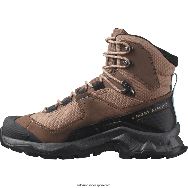 botas de montaña de cuero para mujer - elemento de búsqueda gore-tex Salomon 00B0PZ1135 mousse moka/peltre/azul marino