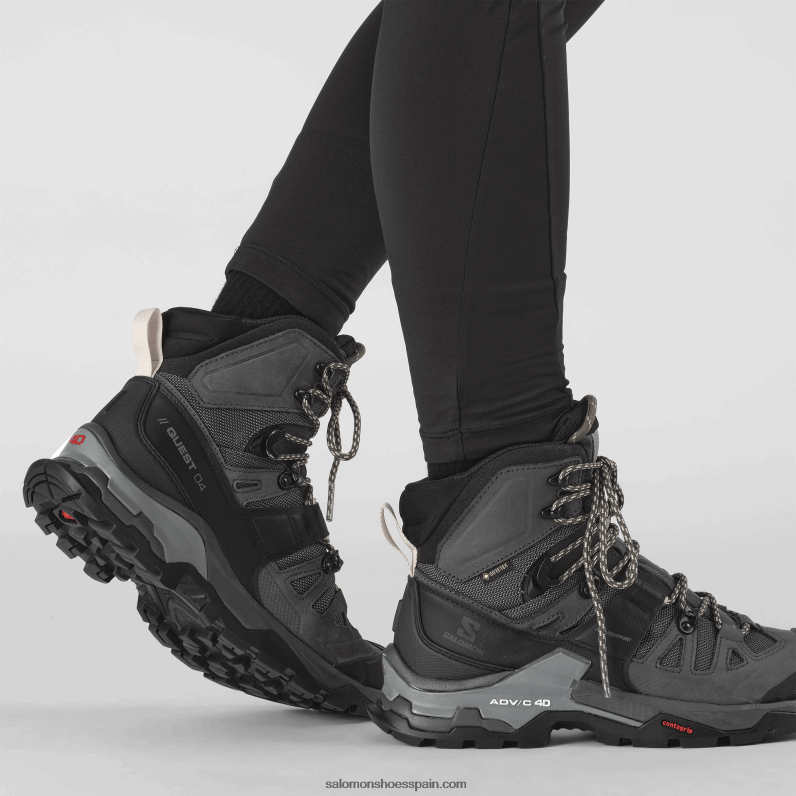 botas de montaña de cuero para mujer - quest 4 gore-tex Salomon 00B0PZ1128 imán/negro/beso de sol