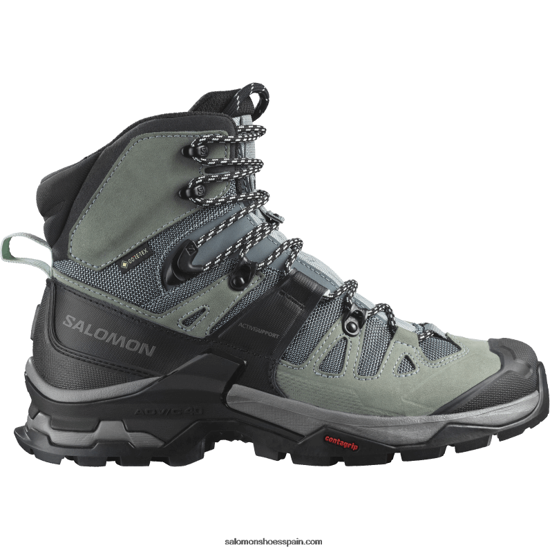 botas de montaña de cuero para mujer - quest 4 gore-tex Salomon 00B0PZ1129 pizarra/soldado/azul ópalo