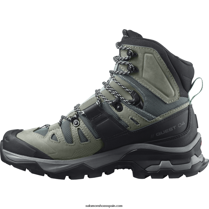botas de montaña de cuero para mujer - quest 4 gore-tex Salomon 00B0PZ1129 pizarra/soldado/azul ópalo