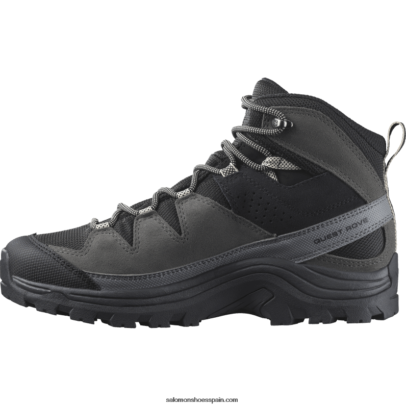 botas de montaña de cuero para mujer - quest rove gore-tex Salomon 00B0PZ1142 negro/imán/sombra silenciosa