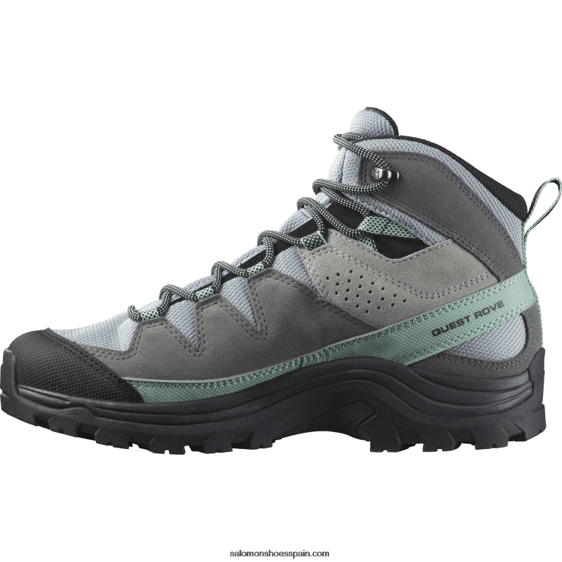 botas de montaña de cuero para mujer - quest rove gore-tex Salomon 00B0PZ1143 cantera/sombra tranquila/negro