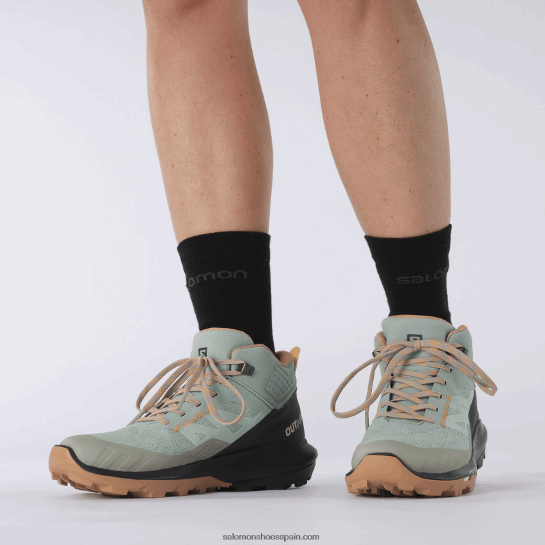 botas de montaña para mujer - outpulse mid gore-tex Salomon 00B0PZ1115 hierro forjado/ébano/naranja ardiente