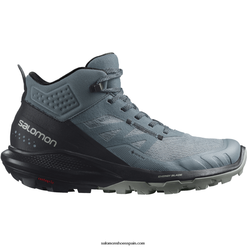 botas de montaña para mujer - outpulse mid gore-tex Salomon 00B0PZ1116 clima tormentoso/negro/hierro forjado