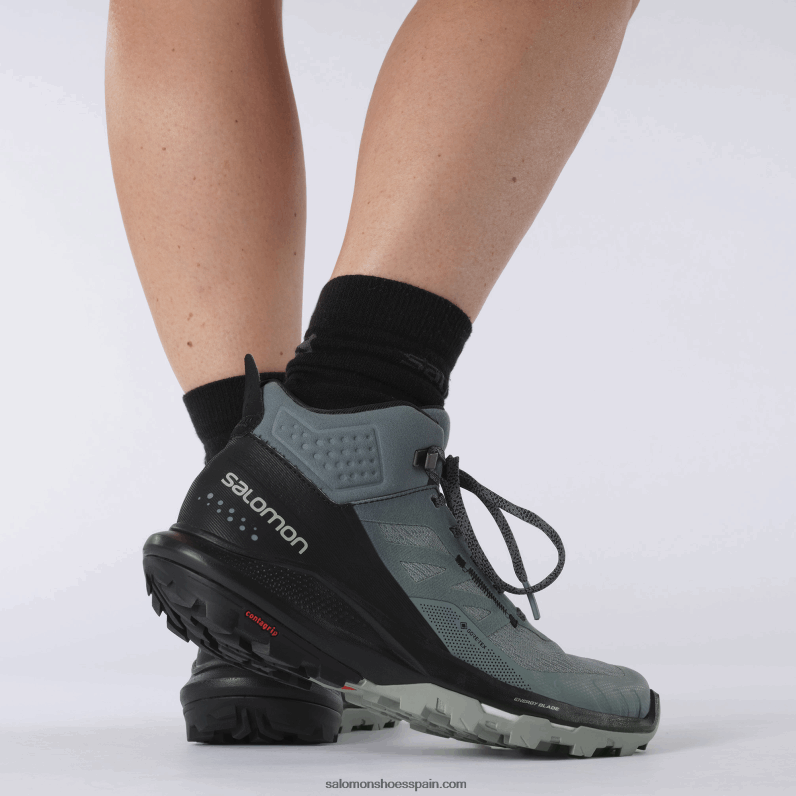 botas de montaña para mujer - outpulse mid gore-tex Salomon 00B0PZ1116 clima tormentoso/negro/hierro forjado