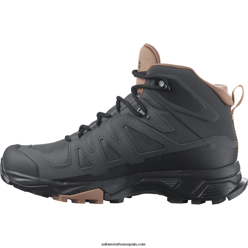 botas de montaña para mujer - x ultra 4 mid gore-tex Salomon 00B0PZ1133 ébano/mousse de moca/crema de almendras