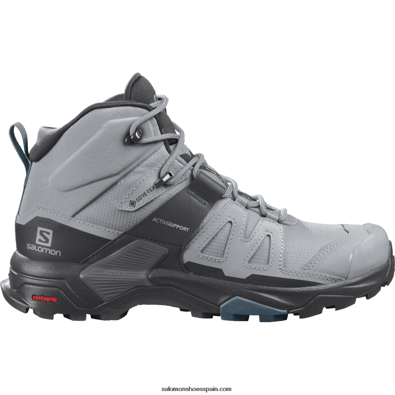 botas de montaña para mujer - x ultra 4 mid gore-tex Salomon 00B0PZ1134 cantera/negro/azul legión