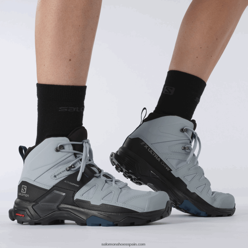 botas de montaña para mujer - x ultra 4 mid wide gore-tex Salomon 00B0PZ1141 cantera/negro/azul legión