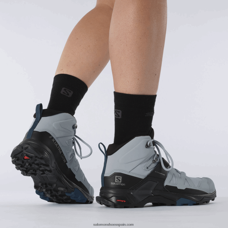 botas de montaña para mujer - x ultra 4 mid wide gore-tex Salomon 00B0PZ1141 cantera/negro/azul legión