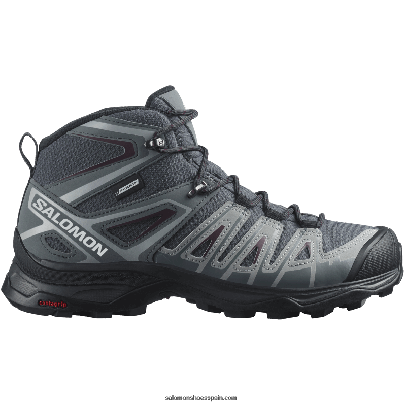botas de montaña para mujer - x ultra pioneer mid clima impermeable Salomon 00B0PZ1277 ébano/clima tormentoso/degustación de vinos