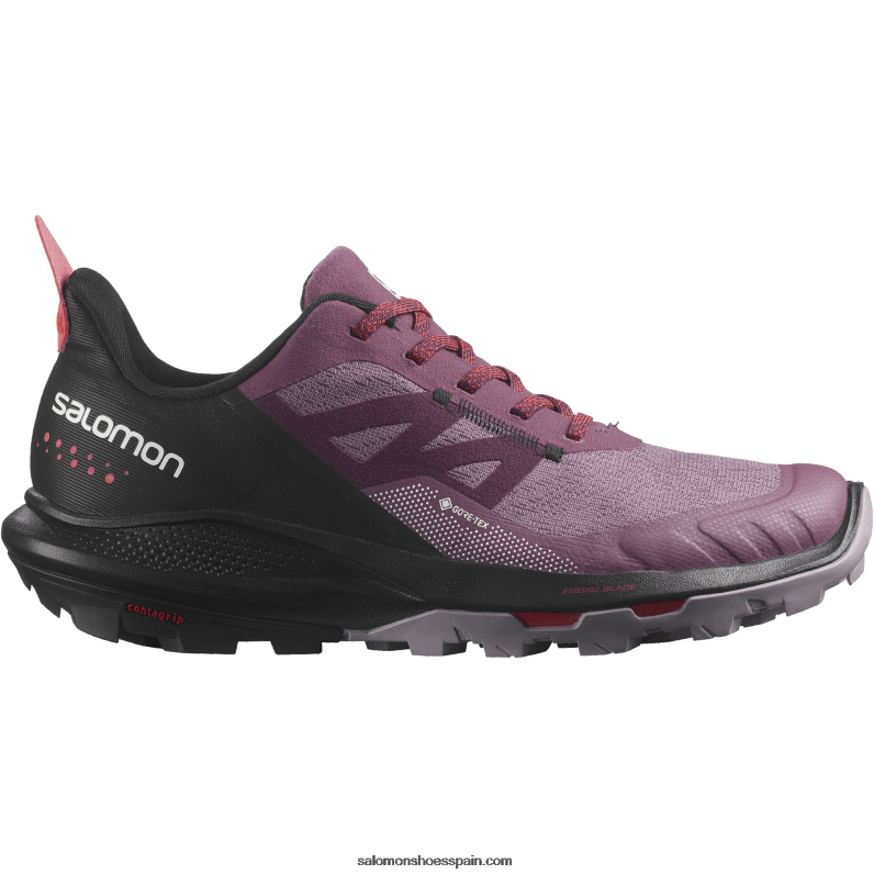 zapatos de senderismo para mujer - outpulse gore-tex Salomon 00B0PZ1122 tulipwood/negro/rojo amapola