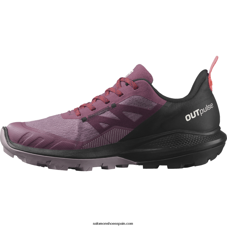 zapatos de senderismo para mujer - outpulse gore-tex Salomon 00B0PZ1122 tulipwood/negro/rojo amapola