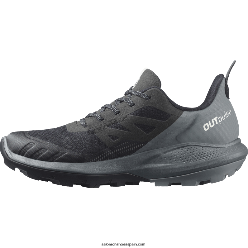 zapatos de senderismo para mujer - outpulse gore-tex Salomon 00B0PZ1123 negro/clima tormentoso/hielo vainilla