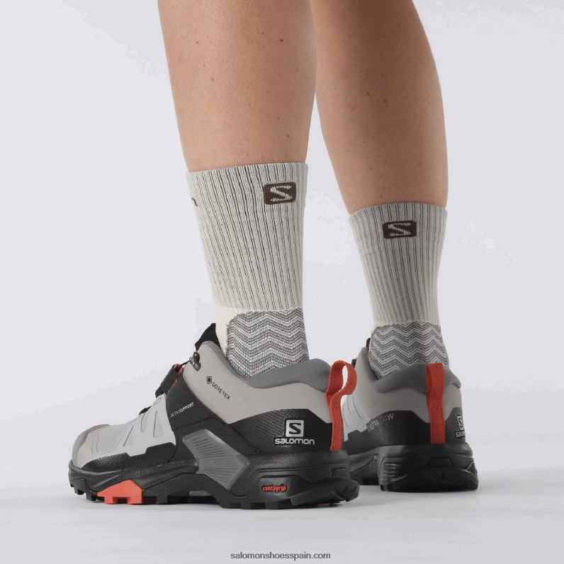 zapatos de senderismo para mujer - x ultra 4 wide gore-tex Salomon 00B0PZ739 aleación/sombra tranquila/siena tostada