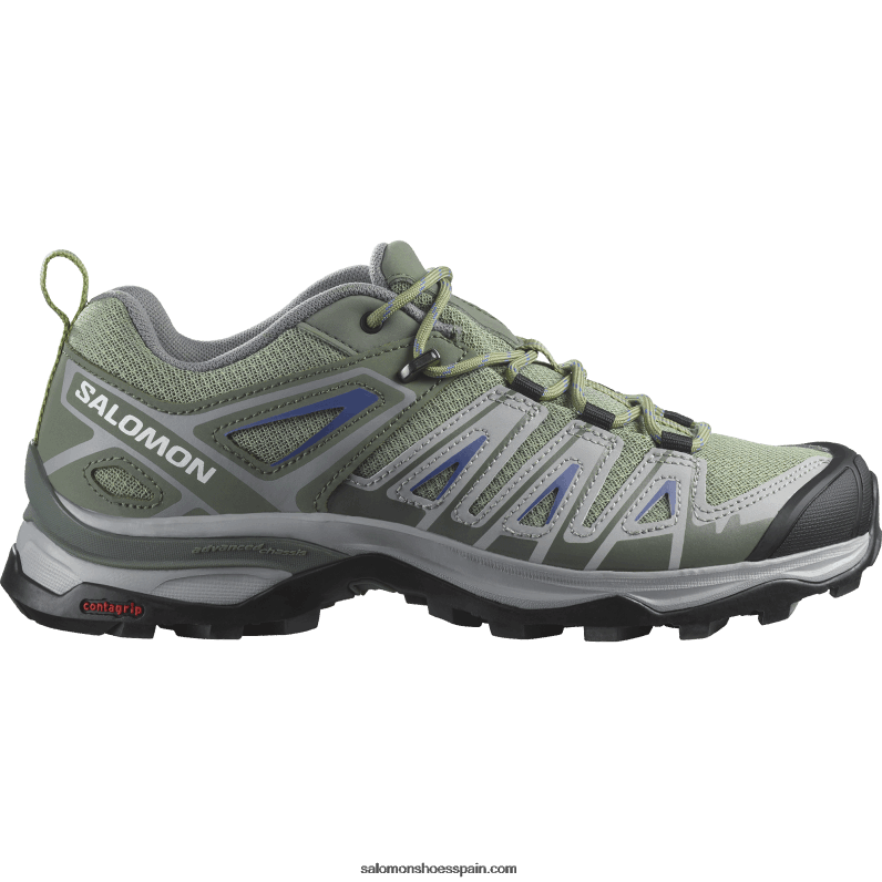 zapatos de senderismo para mujer - x ultra pioneer aero Salomon 00B0PZ1121 verde aceite/gris ricino/azul amparo