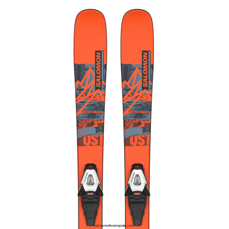 junior - paquete de esquí freestyle para niños - qst spark s (y c5) Salomon 00B0PZ1368 llama/azul cobre/negro