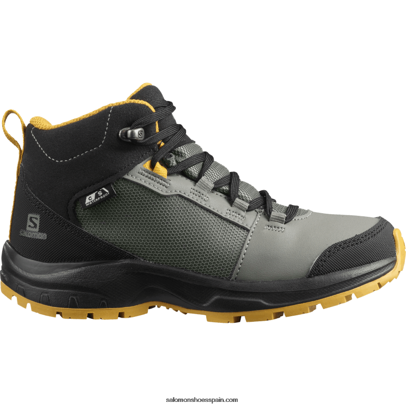 junior - zapatos para niños - exterior clima impermeable Salomon 00B0PZ1364 gris ricino/negro/palo de flecha