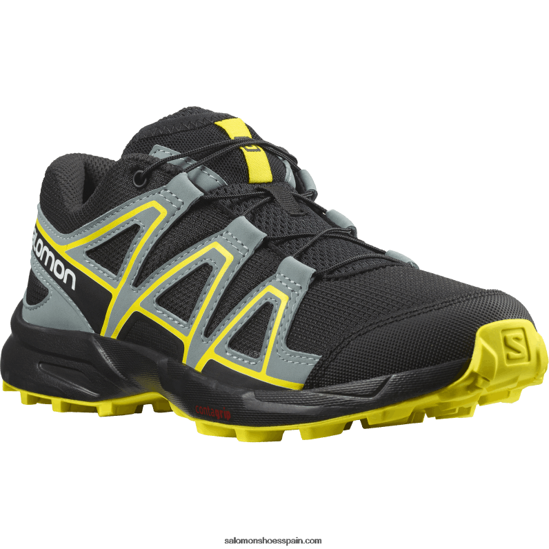 junior - zapatos para niños - speedcross Salomon 00B0PZ1351 negro/prímula